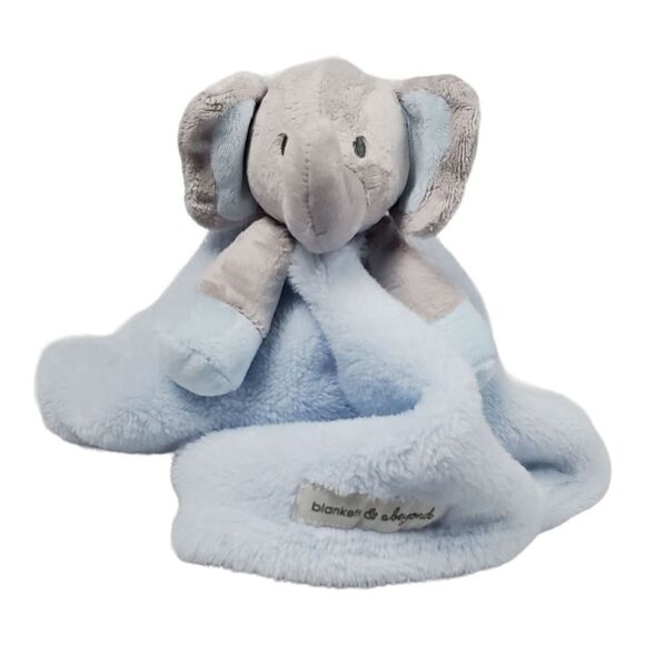 Blankets and Beyond Elephant Lovey Blue Gray Security Blanket Baby Infant Nunu - Picture 1 of 12